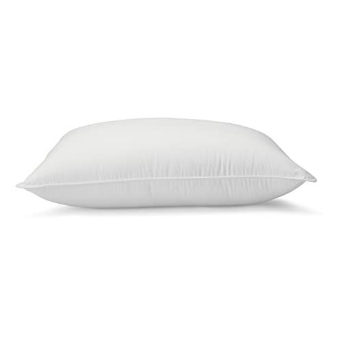 Amazon Basics Down-Alternative Pillows, Soft Density for Stomach and Back Sleepers - Standard (Pack of 2), White