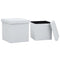 vidaXL White Faux Leather Folding Storage Stools - Versatile and Foldable Seating Solution with Ample Storage and Easy Clean Feature