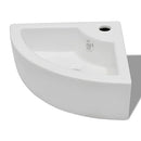 vidaXL White Ceramic Wash Basin with Overflow, Wall-Mounted or Above Counter Installation, Ideal for Bathroom and Washroom, 45x32x12.5 cm