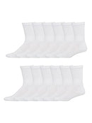 Hanes Men's X-temp Cushioned Crew Socks (Pack of 12 Pairs), White, 6-12