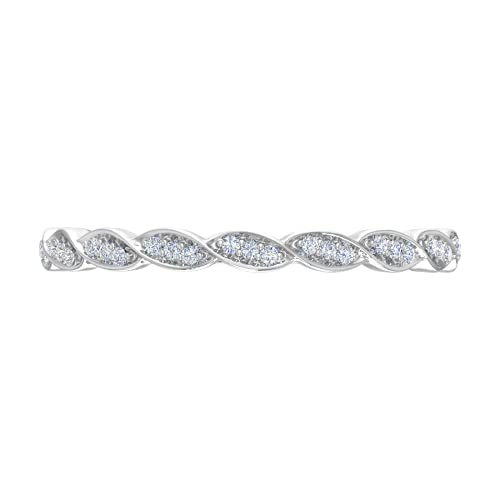 1/10 Carat Diamond 3/4 Eternity Wedding Band Ring in 14K White Gold - IGI Certified (Ring Size 6.75)