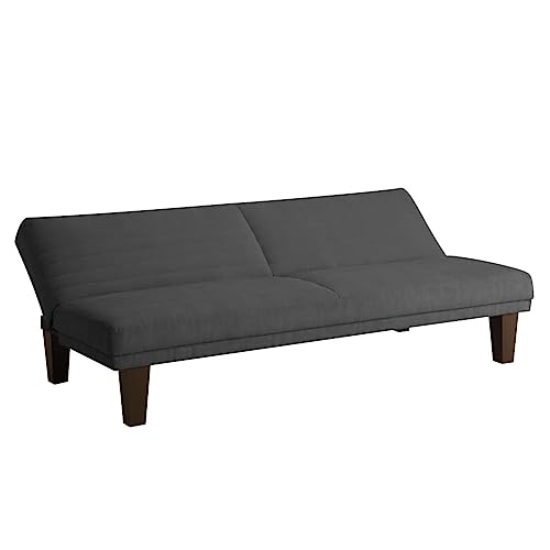 (Futon, Gray) - DHP Dillan Convertible Futon Couch Bed with Microfiber Upholstery and Wood Legs (Grey)