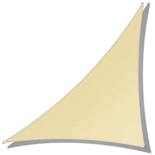 ShadeMart 14' x 14' x 19.8' Beige Right Triangle Sun Shade Sail SMSLT Canopy Fabric Cloth Screen, Water Air Permeable & UV Resistant, Heavy Duty, Carport Patio Outdoor - (We Customize Size)