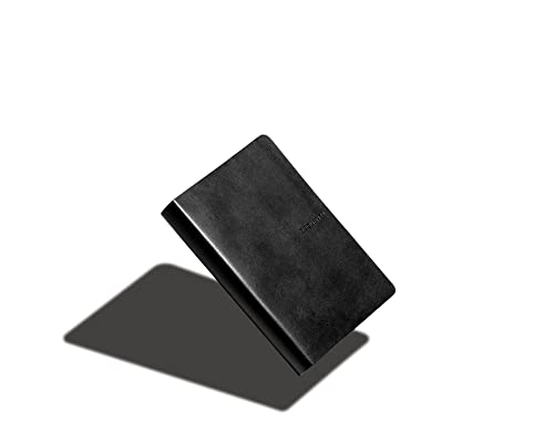Zequenz Classic 360 Soft Cover Notebook, Soft Bound Journal, Medium, 5" x 7", 140 sheets / 280 pages, Blank, Plain, thick paper (black)