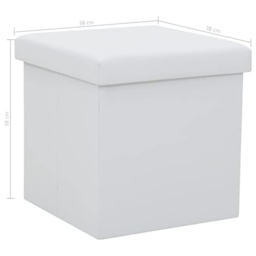 vidaXL White Faux Leather Folding Storage Stools - Versatile and Foldable Seating Solution with Ample Storage and Easy Clean Feature