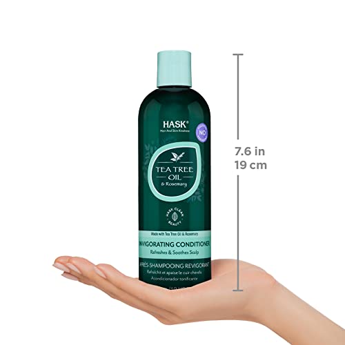 HASK Tea Tree Oil Conditioner for All Hair Types, Color Safe, Gluten/Sulfate/Paraben-Free, White, 355 ml (Pack of 1)