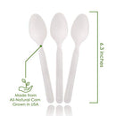 100% Compostable Disposable Spoons Biodegradable Cutlery Set - 140 Large Utensils (6.5 in.) EcoFriendly Durable and Heat Resistant with Convenient Tray by Ecovita