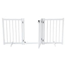 AUSWAY Freestanding Dog Gates with Walk Over Door,Pet Dog Gate Wooden,Foldable Dog Fence Pet Gate Puppy Safety Guard,Indoor Pet Playpen Cat Barrier Protection Net Stair Partition,White with 3 Panels