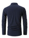 STTLZMC Mens Long Sleeve Poloshirt Contrast Plaid Collar Slim Fit Tennis Tops Shirt,Navy,M