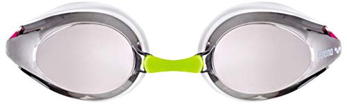 Arena Tracks Mirror Jr Swim Goggles, Watersportds, Arena Tracks Jr. Mirror Swim Goggles, Silver/White/Fuchsia, 1E560, Silver, White, Fuchsia, One Size