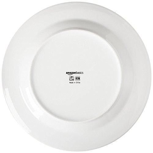 Amazon Basics 18-Piece Kitchen Dinnerware Set, Plates, Dishes, Bowls, Service for 6 - White