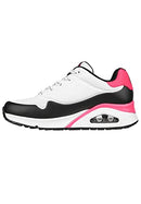 Skechers Women's Uno - Back Lit Sneaker, White/Neon Pink, US 7