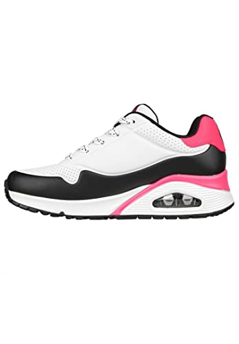 Skechers Women's Uno - Back Lit Sneaker, White/Neon Pink, US 7