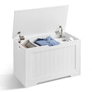 (White) - SONGMICS Lift Top Entryway Storage Chest/Bench with 2 Safety Hinge Wooden Toy Box for Living Room Playroom White ULHS11WT