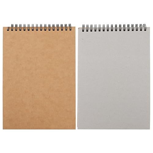 ZEONHEI 10 Pack A5 Blank Spiral Sketch Books, 30 Sheets / 60 Pages of 160gsm Plain Paper Notebook Drawing Pads, Brown Hard Kraft Cover Art A5 Sketchbooks for Painting, Sketching, Drawing