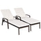 Costway 2PCS Patio Rattan Chaise Lounge Chair, Outdoor Reclining Chaise with Cushion & Armrest, Wicker Sun Loungers with Adjustable Backrest for Garden, Balcony, Poolside (White)