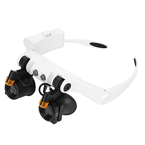 Vision Aid Magnifying Glasses with LED Light, Multifunctional Head Mount LED 21 Combination Magnifier Head Mount Magnifier with Interchangeable Lens Illuminated Hands-Free Headband Magnifying Glasses