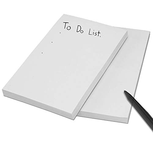 100 Sheets Plain Notepad - 4 x 6" White Blank Memo pad, Scratch Pad for Restaurant Server, Concession Stand, School and Office Supplies 4" x 6" White