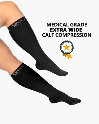 LEVSOX Plus Size Compression Socks Wide Calf Men&Women 20-30 mmhg