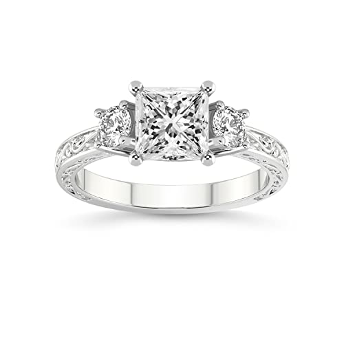 1 carat - 3 carat | IGI Certified Lab Grown Diamond Engagement Ring | 14K Or 18K in White, Yellow Or Rose Gold | Valencia Three Stone Vintage Lab Diamond Ring | FG-VS1-VS2 Quality Friendly Diamonds, 3.46 ct, Precious Metal, Diamond