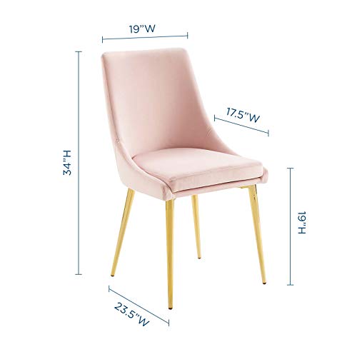 Modway Viscount Modern Accent Performance Velvet Dining Chair, Pink