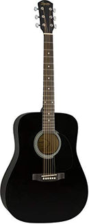 Fender Squier Dreadnought Acoustic Guitar - Black Learn-to-Play Bundle with Gig Bag, Tuner, Strap, String Winder, Picks, Online Lessons, and Austin Bazaar Instructional DVD