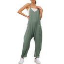 Women's Casual Baggy Sleeveless Jumpsuits with Pockets Spaghetti Strap Stretchy Loose Romper Wide Leg Overalls Jumpers