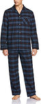 CQR Men's 100% Cotton Plaid Flannel Pajama Set, Brushed Soft Lounge & Sleep PJ Top & Bottom with Pockets HPJ200-NBL_Medium