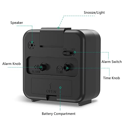 ORIA Silent Alarm Clock, Small Analog Quartz Clock, Battery Operated Desk Clock with Snooze, Luminous Funtion, No Ticking, Easy Set for Student/Elder, Perfect for Office, School, Bedroom, Trip, etc