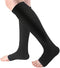 2 Pair Compression Stocks for Women & Men, Support 20-30 mmHg Knee-High Open Toe Ankle Arch Calf Legs Socks for Circulation,Sport,Travel, Edema,Varicose Veins Precaution (XXL, Black)