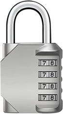 Combination-Lock 4 Digit Outdoors Waterproof Padlock Number Lock for School Gym Locker, Sports Locker, Fence, Gate, Shed,Toolbox, Case, Hasp Storage (Silver)