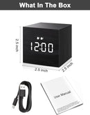 Alarm Clock, Digital Alarm Clock, with Wooden Electronic LED Time Display, Dual Alarm, 2.5-inch Cubic Small Mini Wood Made Electric Clocks for Bedroom, Bedside, Desk