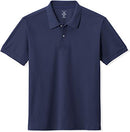 ATHLIO 2 Pack Men's Short Sleeve Polo Shirts, Classic fit Quick Dry Tech Golf Shirts, Dri Flex Performance Solid Top Shirts