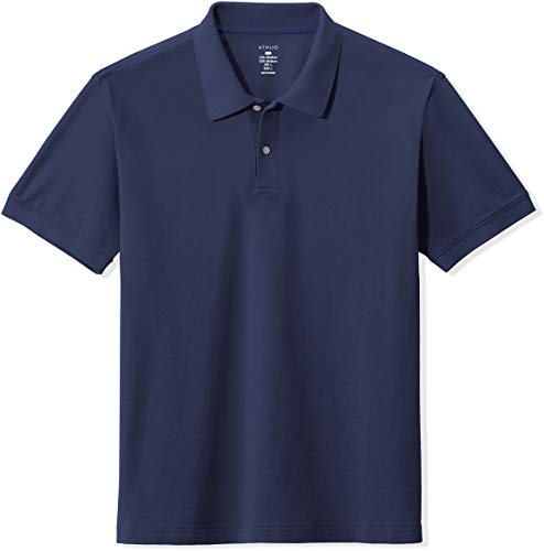ATHLIO 2 Pack Men's Short Sleeve Polo Shirts, Classic fit Quick Dry Tech Golf Shirts, Dri Flex Performance Solid Top Shirts