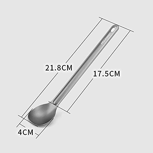 Tentock Titanium Long Handle Spoon Spork for Backpacking Meal Ultralight Camping Flatware Cooking Utensils Multifunctional Tableware with Storage Bag Ideal for Camping Hiking Picnic (Spoon)