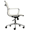 2xhome Modern Office Desk Chair Mid Back Ribbed PU Leather Conference Task Armchair with Swivel Tilt & Adjustable Height, White