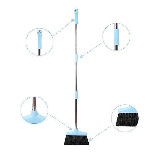 FGY Broom and Dustpan Set for Home - 3L Capacity, 10" Great Edge, Lightweight & Sturdy, Broom with Dustpan Combo for Kitchen, Office, Outdoor, Indoor (Dark Blue - 48inch)