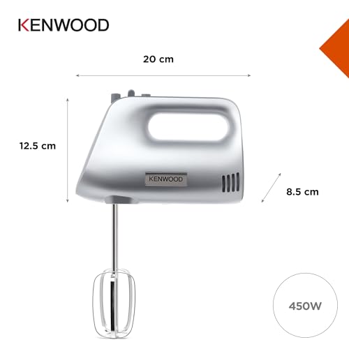 Kenwood QuickMix HMP30.A0SI Hand Mixer with 5 Speeds and Turbo Function, Includes Stainless Steel Dough Hook and Whisk for Baking and Cooking, 450 Watt, Silver