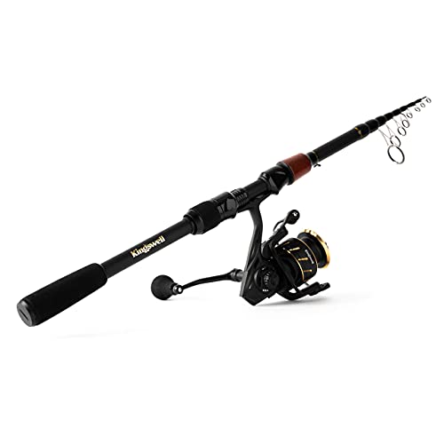 KINGSWELL Telescopic Fishing Rod and Reel Combo, Premium Graphite Carbon Collapsible Fishing Pole with Spinning Reel, Portable Travel kit for Adults Kids