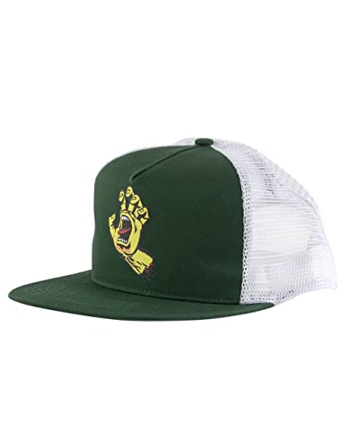 SANTA CRUZ High Profile Snapback Baseball Hat Screaming Hand Skate Hat, Forest/White, One size