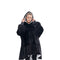 Gominimo Oversized Warm Hoodie Blanket Sherpa-Lined Fleence Wearable Sweatshirt Adult (Black)