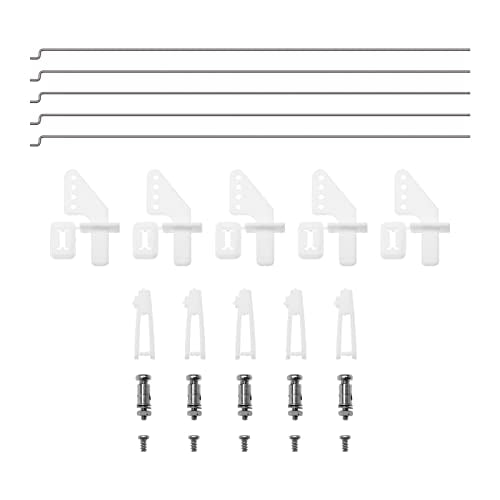 Pack of 15 Fixed Wing Aeroplane Starter Horn Kit 1.2 x 200 mm Push Rod 1.3 mm Push Rod Plug Control Horn Accessories for RC Model Aeroplanes RC Helicopter