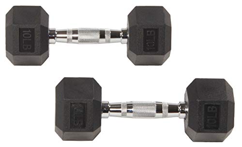 Balancefrom Rubber Encased Hex Dumbbells, 10LB, Pair