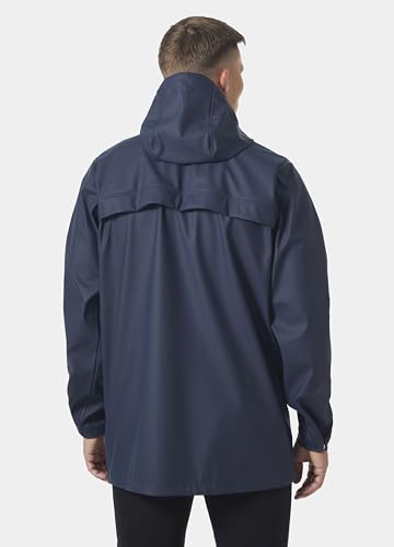 Helly Hansen Men's Moss Long Hooded Fully Waterproof Windproof Raincoat Jacket, 597 Navy, Small