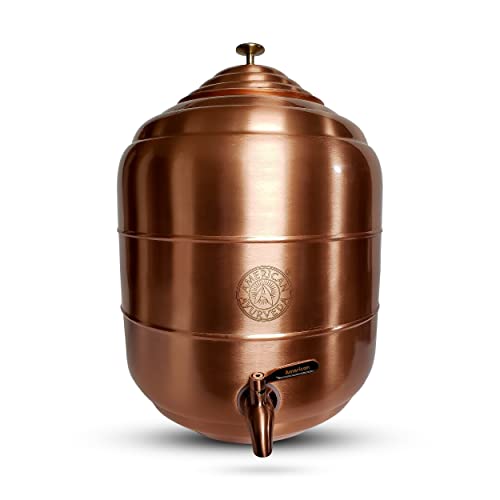 American Ayurveda Counter Top 5 Gallon Water Dispenser Copper Storage Tank/Pot with Stainless Steel Faucet Copper Charged Water Kitchen Home Health Yoga Meditation Spa