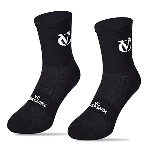 VeloChampion Breathable Sweat Wicking Coolmax Sports Socks (3 Pack) - Black AU 3-5