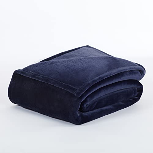 SERTA Cozy Plush Thick Fuzzy Soft Throw Blanket for Bed and Couch, 30 in x 40 in, Navy