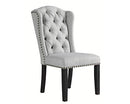 Signature Design by Ashley Jeanette Traditional 20" Tufted Upholstered Wingback Dining Chair, 2 Count, Light Gray