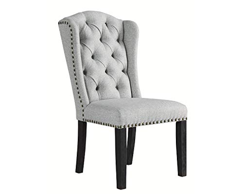 Signature Design by Ashley Jeanette Traditional 20" Tufted Upholstered Wingback Dining Chair, 2 Count, Light Gray