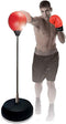 Protocol Punching Bag with Stand Plus Boxing Gloves for Adults & Kids - Adjustable Height Stand - Standard, Red